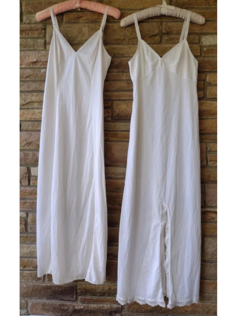 Vintage 60s Kayser & Sears Nylon Slip Set Size 34 Maxi Length Lace Trim USA